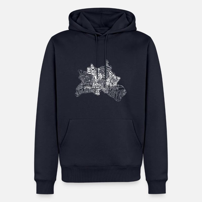 Berlin carte Districts - Sweat à capuche Premium bio Homme - bleu marine