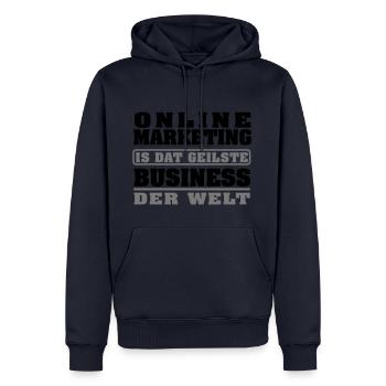 Le marketing en ligne est la meilleure entreprise au monde - Sweat à capuche Premium bio Homme - bleu marine - Devant - Nico (187cm)