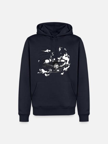 Kopfhörer und DJ Pult [weiß] - Männer Premium Bio Hoodie - Navy