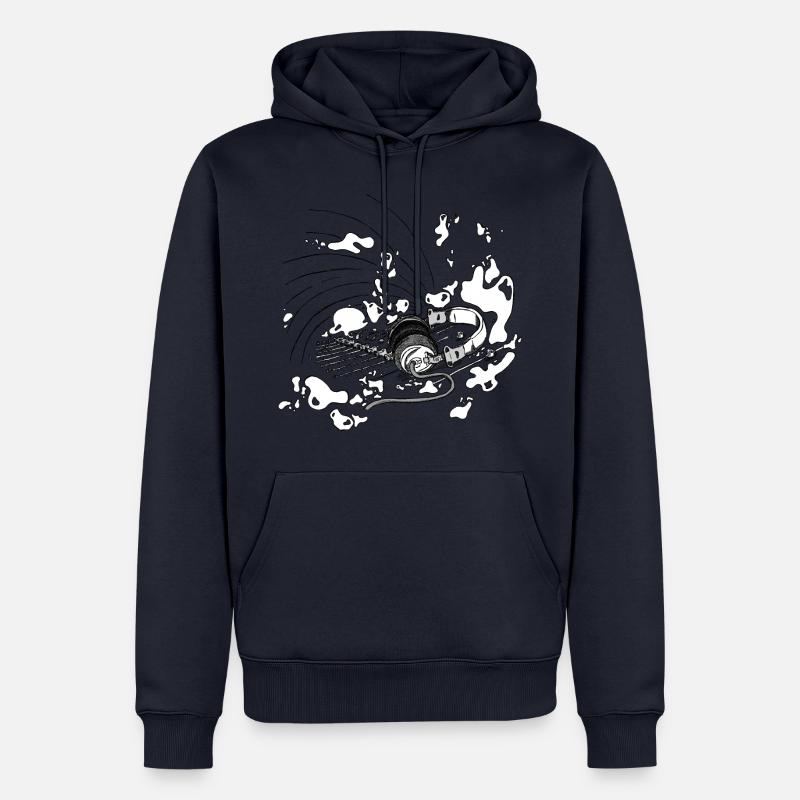 Casque d'écoute et console DJ [blanc] - Sweat à capuche Premium bio Homme - bleu marine