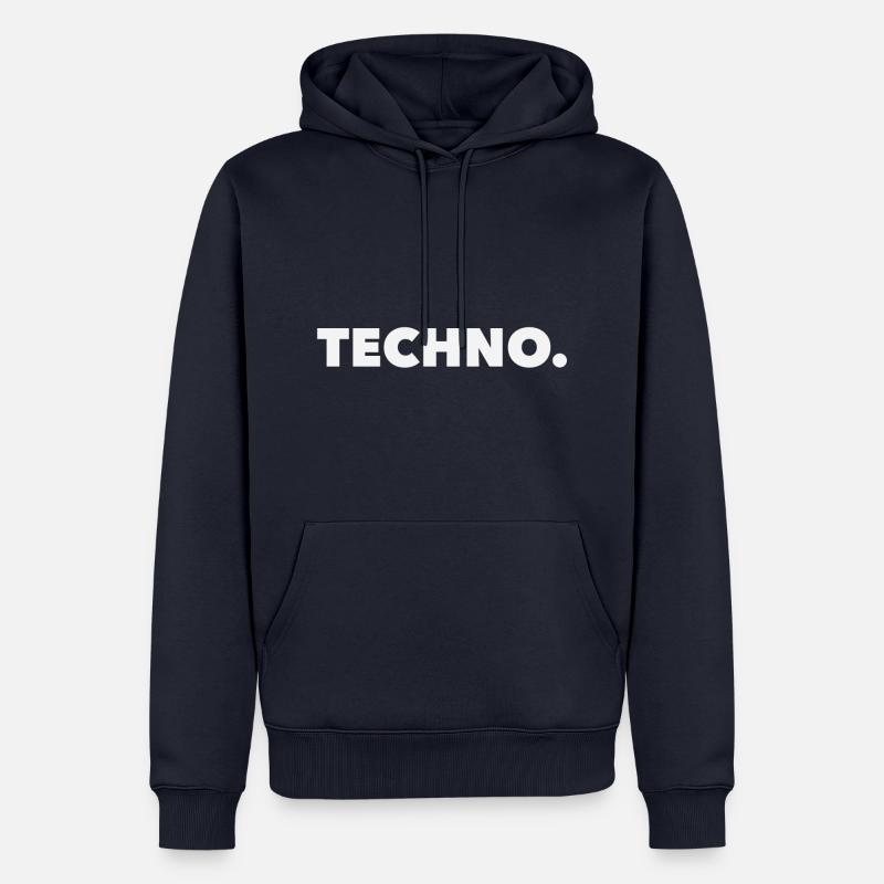 Techno Music Logo blanc - Sweat à capuche Premium bio Homme - bleu marine