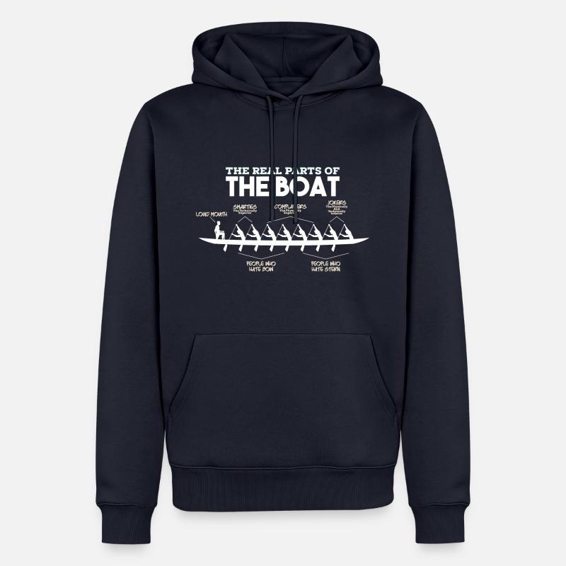 Parti di una barca - canottaggio canottaggio barca a remi canoa - Felpa con cappuccio ecologica premium da uomo - blu navy