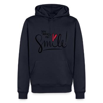 You Make Me Smile - Netter süßer Spruch mit Herz - Männer Premium Bio Hoodie - Navy - Vorne - Nico (187cm)