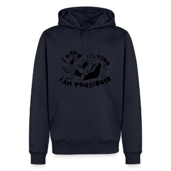 I HAVE TIME I AM PENSIONER - Sweat à capuche Premium bio Homme - bleu marine - Devant - Nico (187cm)
