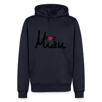Mau inscription douce avec coeur , chat , cadeau - Sweat à capuche Premium bio Homme - bleu marine - Devant - Nico (187cm)