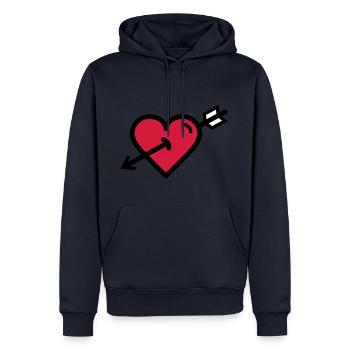 Le coeur dans la flèche de Cupidon est la Saint-Valentin - Sweat à capuche Premium bio Homme - bleu marine - Devant - Nico (187cm)