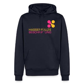 Hasserfüllte Beschriftung Symbol Muster Geschenk - Männer Premium Bio Hoodie - Navy - Vorne - Nico (187cm)