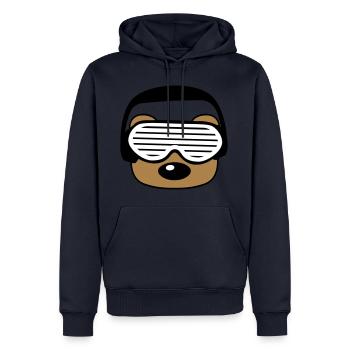 gesicht kopf feiern party dj kopfhoerer musik spas - Männer Premium Bio Hoodie - Navy - Vorne - Nico (187cm)