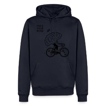 Free Your Mind - Männer Premium Bio Hoodie - Navy - Vorne - Nico (187cm)
