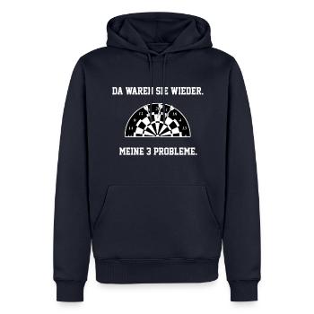 Jeu de fléchettes amusante Fléchettes Cadeaux - Sweat à capuche Premium bio Homme - bleu marine - Devant - Nico (187cm)