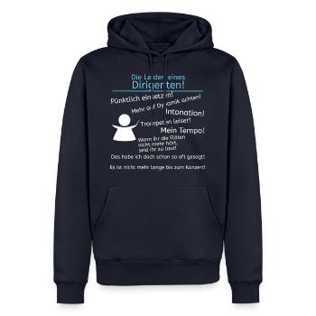 La souffrance d'un orchestre en cadeau - Sweat à capuche Premium bio Homme - bleu marine - Devant - Nico (187cm)