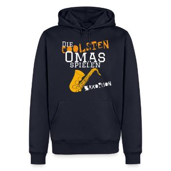 Die coolsten Omas spielen Saxophon - Orchester - Männer Premium Bio Hoodie - Navy - Vorne - Nico (187cm)