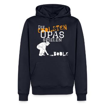Die coolsten Opas spielen Boule - Kugelspiel - Männer Premium Bio Hoodie - Navy - Vorne - Nico (187cm)