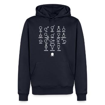 Gender Symbole Vielfalt Diversität in weiss - Männer Premium Bio Hoodie - Navy - Vorne - Nico (187cm)