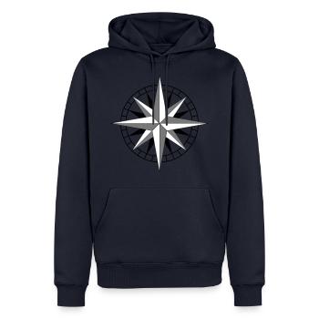 Windrose - Männer Premium Bio Hoodie - Navy - Vorne - Nico (187cm)