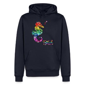 Regenbogen Seepferdchen - Männer Premium Bio Hoodie - Navy - Vorne - Nico (187cm)