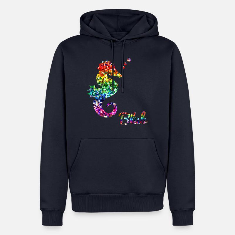 Regenbogen Seepferdchen - Männer Premium Bio Hoodie - Navy