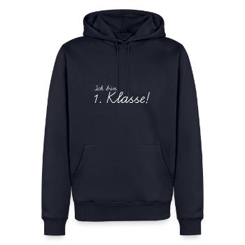 Einschulung - Ich bin 1. Klasse - Männer Premium Bio Hoodie - Navy - Vorne - Nico (187cm)