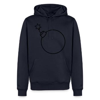 brûlé boule ronde sphère cercle texte b - Sweat à capuche Premium bio Homme - bleu marine - Devant - Nico (187cm)