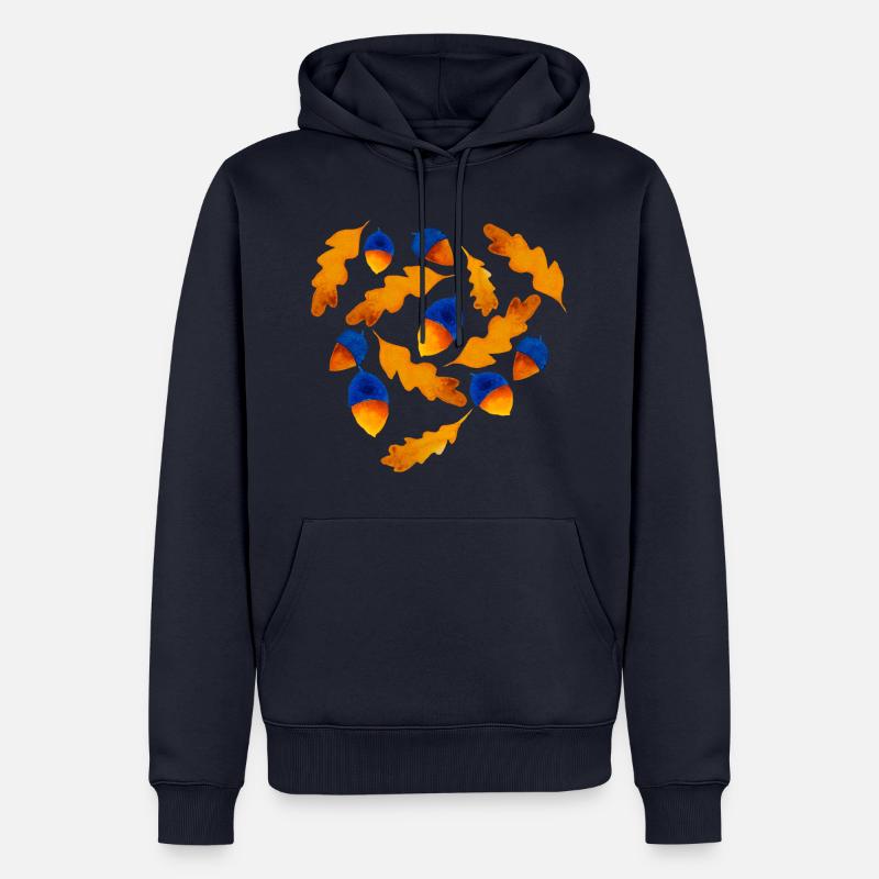 Herbst Muster Eicheln Geschenk - Männer Premium Bio Hoodie - Navy