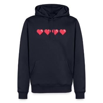 Jeu de jeu jouer jeu de jeu coeur pixel jeu vidéo - Sweat à capuche Premium bio Homme - bleu marine - Devant - Nico (187cm)