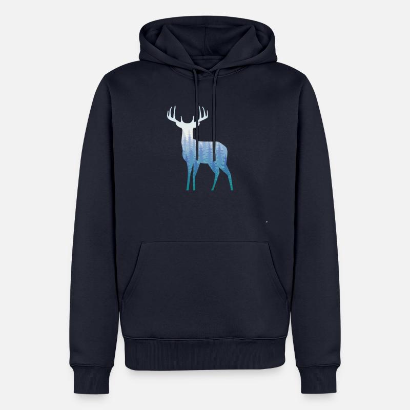 Forêt d'orignal - Sweat à capuche Premium bio Homme - bleu marine