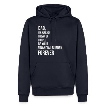 Papa, j'ai déjà grandi - Sweat à capuche Premium bio Homme - bleu marine - Devant - Nico (187cm)