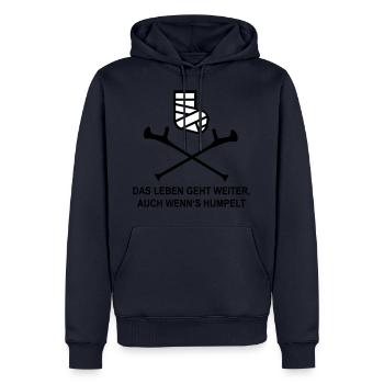 Gipsbein - Männer Premium Bio Hoodie - Navy - Vorne - Nico (187cm)