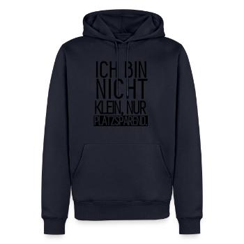 Drôle de sort - Je ne suis pas petit, juste de l’espace.. - Sweat à capuche Premium bio Homme - bleu marine - Devant - Nico (187cm)