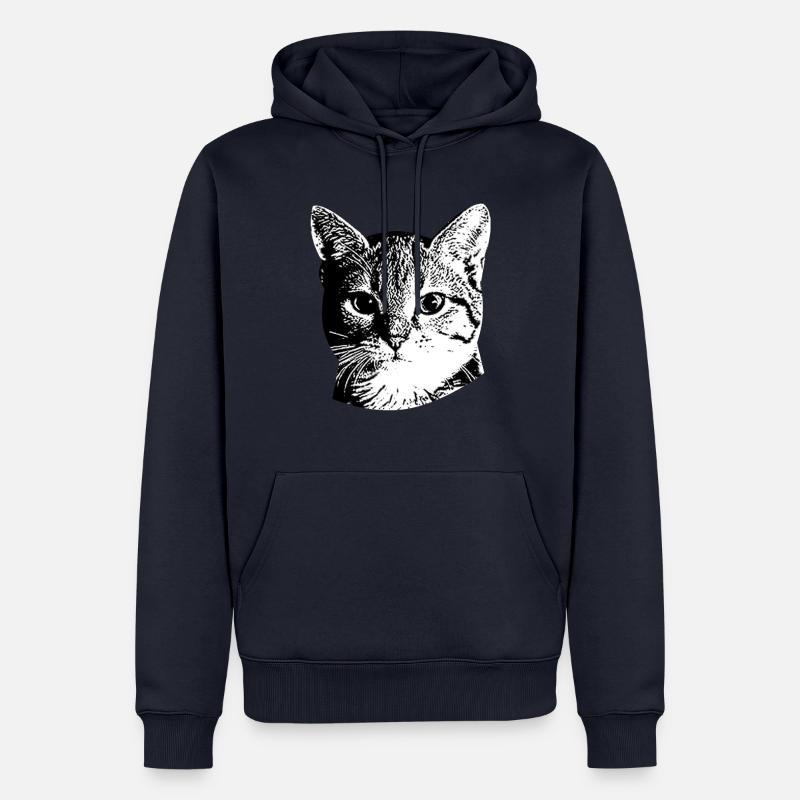 Doux visage de chat - Sweat à capuche Premium bio Homme - bleu marine