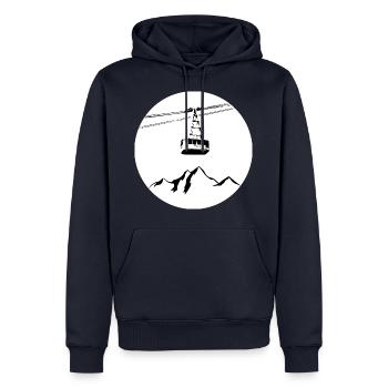 Mountain with gondola black - Men’s Premium Organic Hoodie - navy - Front - Nico (187cm)