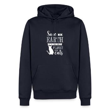 Chemise de chat • Chat ronronnant • Cadeau - Sweat à capuche Premium bio Homme - bleu marine - Devant - Nico (187cm)