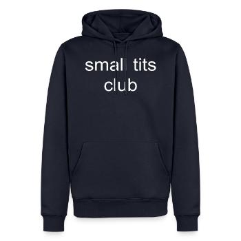 small tits club - Cadeau / Idée de cadeau - Sweat à capuche Premium bio Homme - bleu marine - Devant - Nico (187cm)