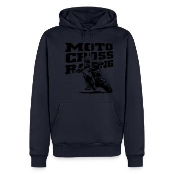 Motocross - Moto Cross - Supercross - MX - SX - Männer Premium Bio Hoodie - Navy - Vorne - Nico (187cm)