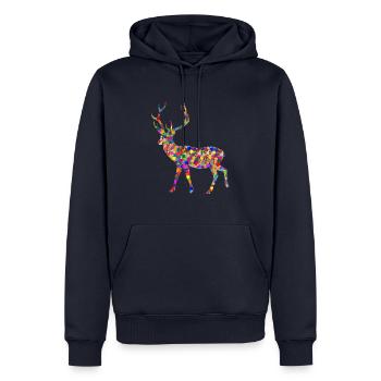 Reh - Männer Premium Bio Hoodie - Navy - Vorne - Nico (187cm)