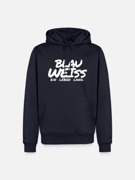 Blau Weiß Weiss ein Leben Lang Geschenk Fußball - Männer Premium Bio Hoodie - Navy