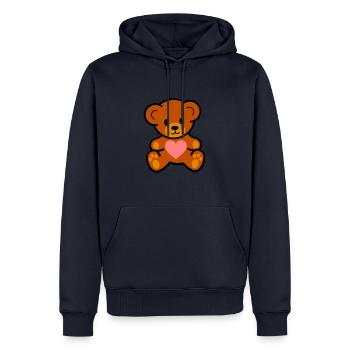 Ours en peluche doux - Sweat à capuche Premium bio Homme - bleu marine - Devant - Nico (187cm)