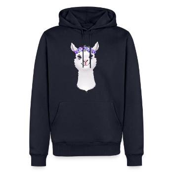Lama alpaga animal - Sweat à capuche Premium bio Homme - bleu marine - Devant - Nico (187cm)