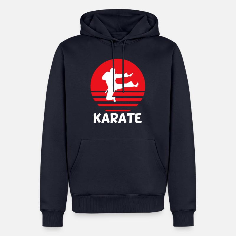 Combat d'arts martiaux de karaté - Sweat à capuche Premium bio Homme - bleu marine