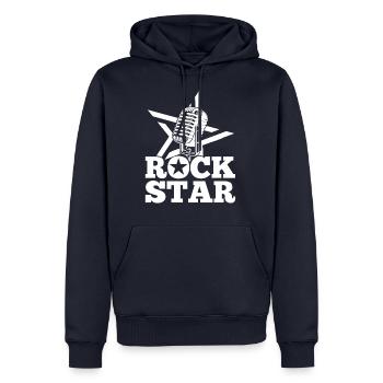 Rock Star Musique Rock and Roll - Sweat à capuche Premium bio Homme - bleu marine - Devant - Nico (187cm)