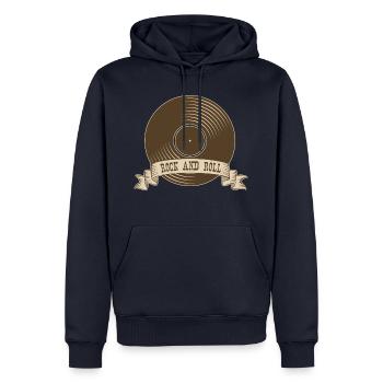 Rock n roll Rock Rock and Roll Vinyle - Sweat à capuche Premium bio Homme - bleu marine - Devant - Nico (187cm)