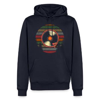 Vintage Vinyl Retro Musik Schallplatte - Männer Premium Bio Hoodie - Navy - Vorne - Nico (187cm)