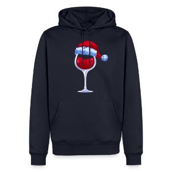 Vin verre à vin père noël chapeau de noël - Sweat à capuche Premium bio Homme - bleu marine - Devant - Nico (187cm)