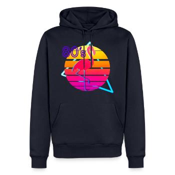 80er Jahre Musik Flamingo Retro - Männer Premium Bio Hoodie - Navy - Vorne - Nico (187cm)