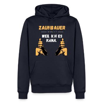 Zaunbau Beruf Geschenkidee - Männer Premium Bio Hoodie - Navy - Vorne - Nico (187cm)