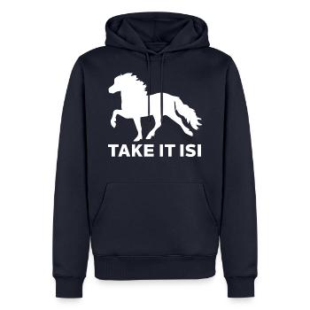 Prenez-le cadeau d'équitation islandais Isi - Sweat à capuche Premium bio Homme - bleu marine - Devant - Nico (187cm)
