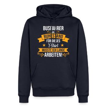 Busfahrer Bus Reisebus Fernbus Beruf Spruch Rente - Männer Premium Bio Hoodie - Navy - Vorne - Nico (187cm)