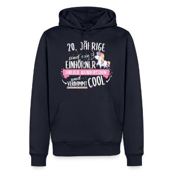 Geburtstag 20 Geburtstag Einhorn Spruch Party - Männer Premium Bio Hoodie - Navy - Vorne - Nico (187cm)