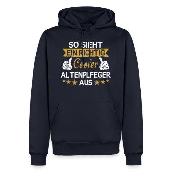 Altenpfleger Pfleger Beruf Spruch Altenpflege - Männer Premium Bio Hoodie - Navy - Vorne - Nico (187cm)