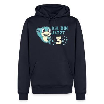 3 Geburtstag Kindergeburtstag Hai Spruch Kind - Männer Premium Bio Hoodie - Navy - Vorne - Nico (187cm)